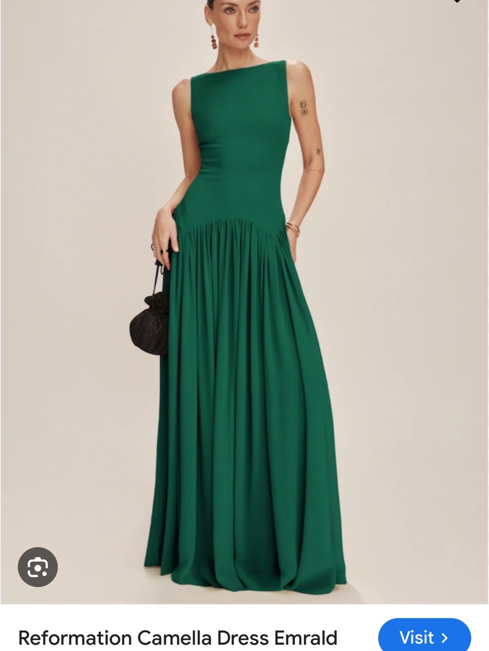 Reformation Camella Dress in Emerald Green